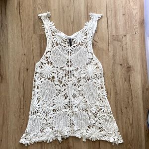 SKINNY BUNNY soft like crochet lace, 100% Cotton. Tunic, tank top vintage style.